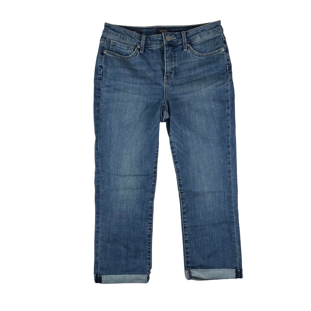 NYDJ Chloe Capri Jeans Costa Brava Blue Coolmax Stretch Denim Size 4